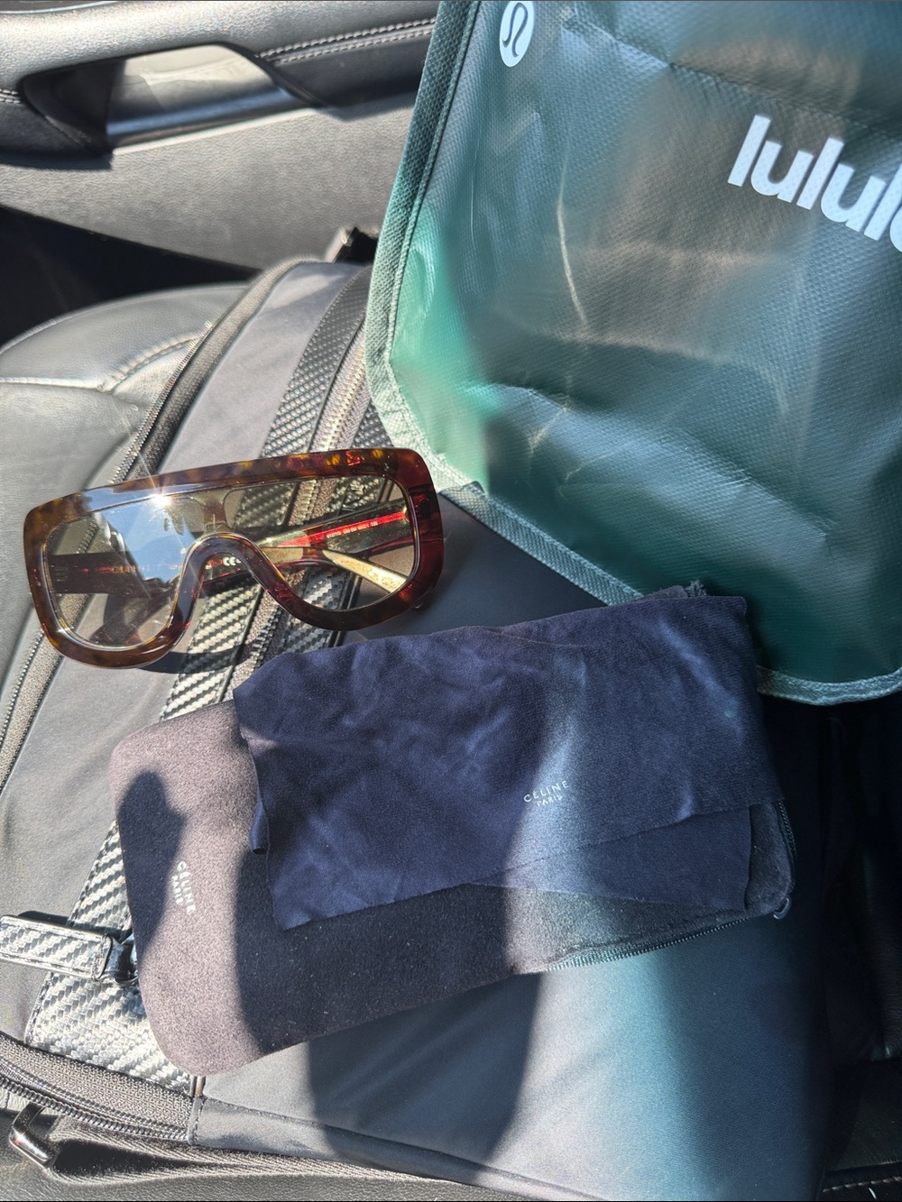 Celine Oversized Shield Sunglasses in Tortoiseshell Brown